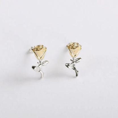 1 Pair Simple Style Classic Style Rose Plating Sterling Silver White Gold Plated Ear Studs