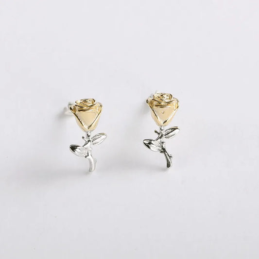 1 Pair Simple Style Classic Style Rose Plating Sterling Silver White Gold Plated Ear Studs