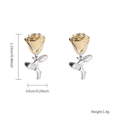 1 Pair Simple Style Classic Style Rose Plating Sterling Silver White Gold Plated Ear Studs