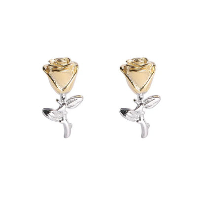 1 Pair Simple Style Classic Style Rose Plating Sterling Silver White Gold Plated Ear Studs