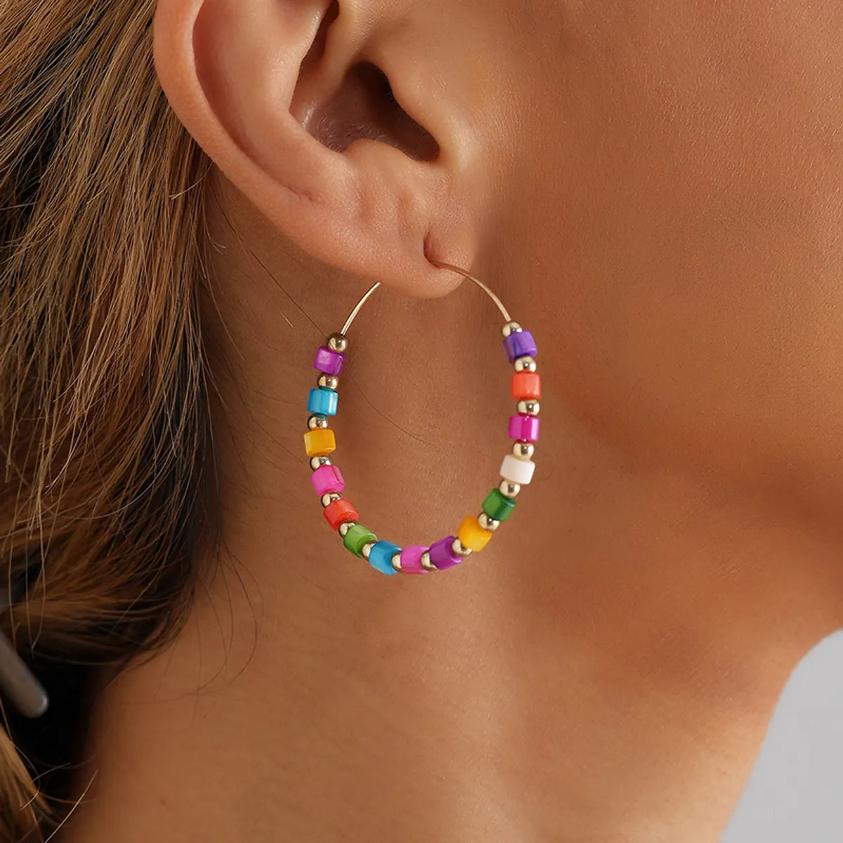 1 Pair Simple Style Classic Style Round Beaded Alloy Earrings