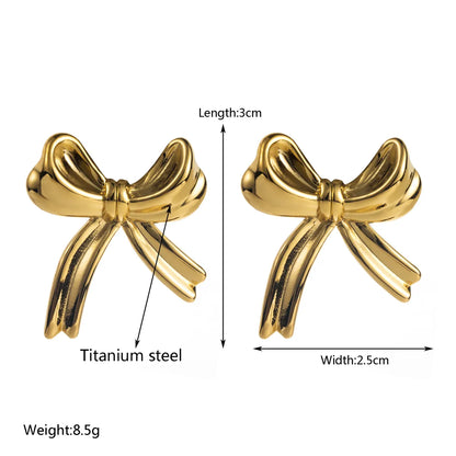 1 Pair Simple Style Classic Style Round Bow Knot Imitation Pearl Alloy Gold Plated Ear Studs