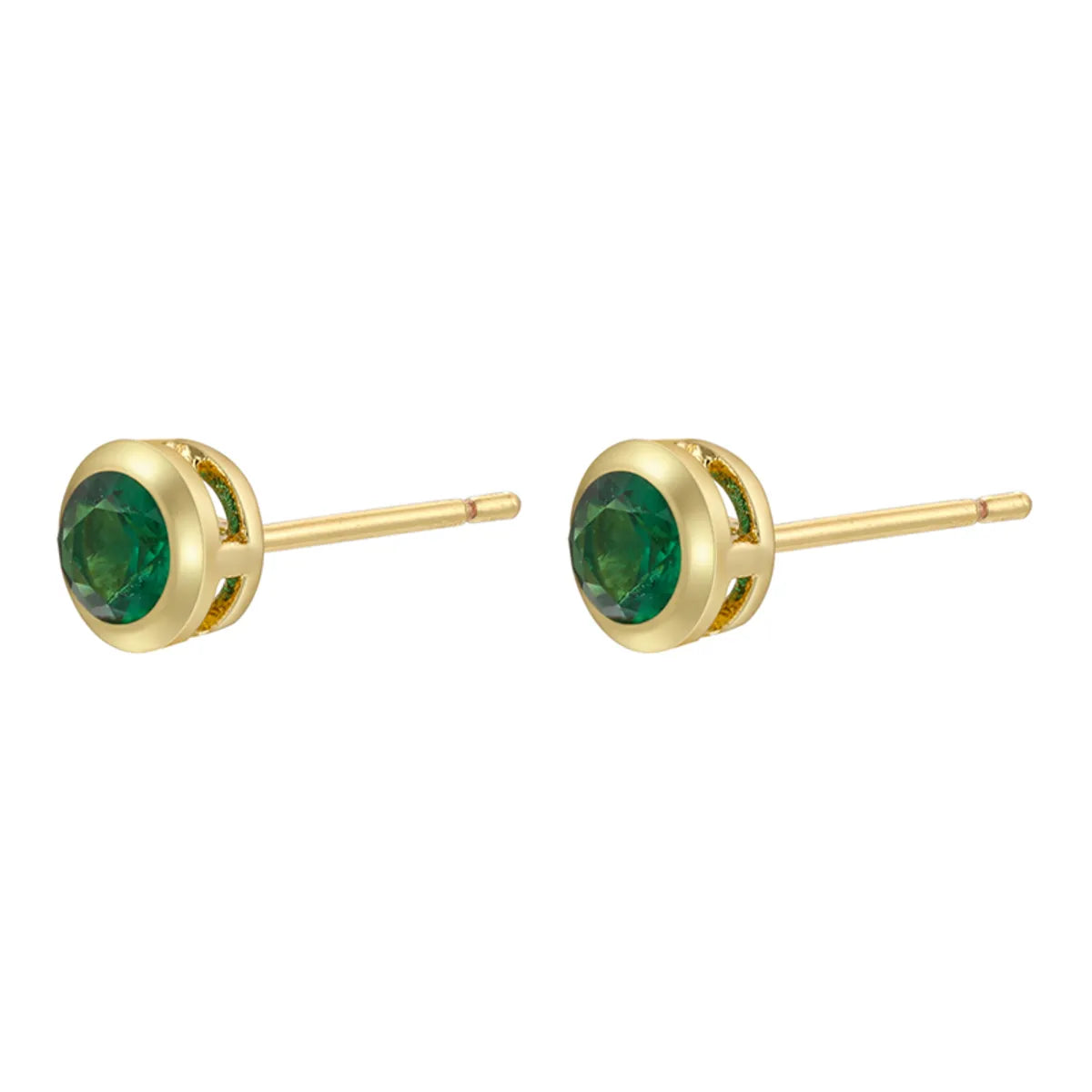 1 Pair Simple Style Classic Style Round Dots Colorful Plating Inlay Copper Zircon 18k Gold Plated Ear Studs