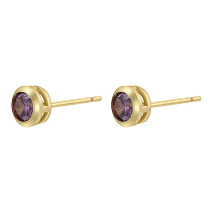 1 Pair Simple Style Classic Style Round Dots Colorful Plating Inlay Copper Zircon 18k Gold Plated Ear Studs