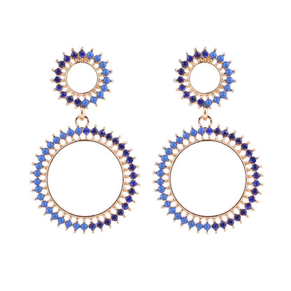 1 Pair Simple Style Classic Style Round Dots Plating Inlay Alloy Rhinestones Gold Plated Drop Earrings