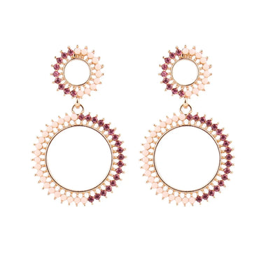 1 Pair Simple Style Classic Style Round Dots Plating Inlay Alloy Rhinestones Gold Plated Drop Earrings