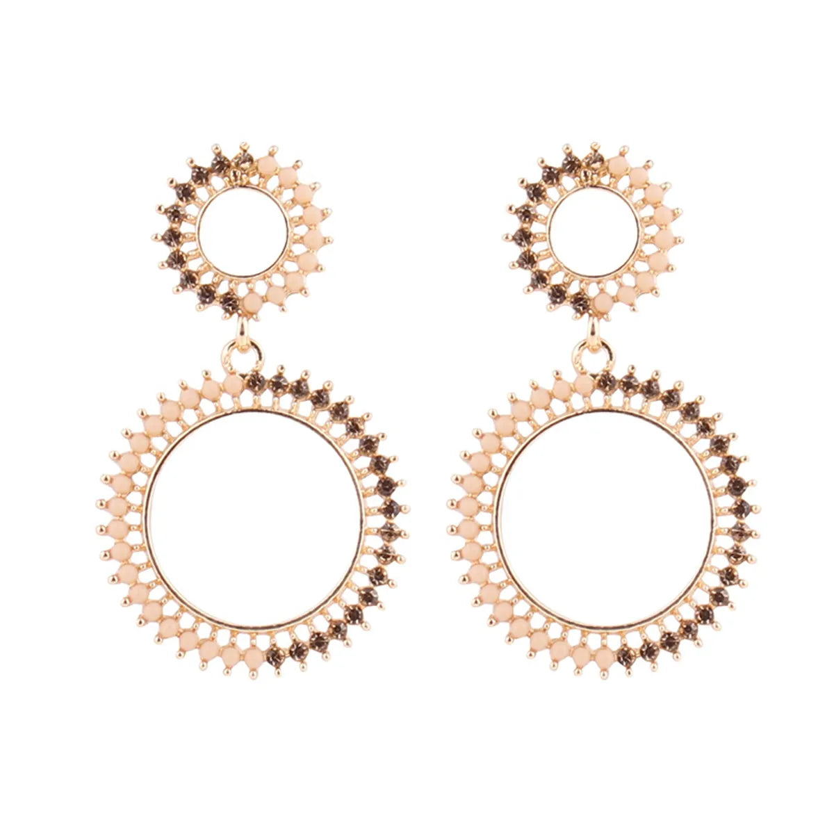 1 Pair Simple Style Classic Style Round Dots Plating Inlay Alloy Rhinestones Gold Plated Drop Earrings