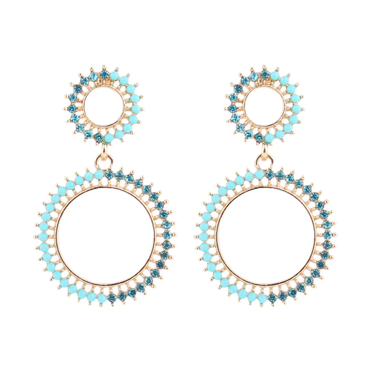 1 Pair Simple Style Classic Style Round Dots Plating Inlay Alloy Rhinestones Gold Plated Drop Earrings