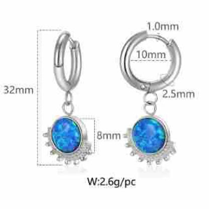 1 Pair Simple Style Classic Style Round Inlay 304 Stainless Steel Opal Drop Earrings