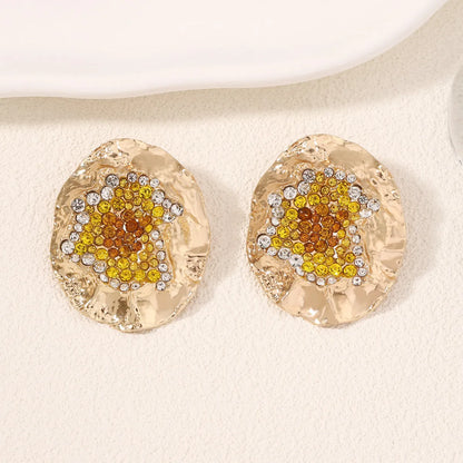 1 Pair Simple Style Classic Style Round Inlay Alloy Rhinestones Ear Studs