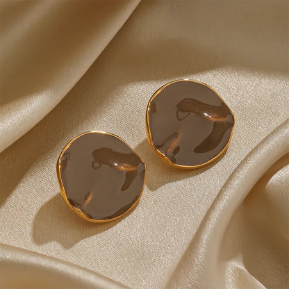 1 Pair Simple Style Classic Style Round Plating Copper 18k Gold Plated Ear Studs