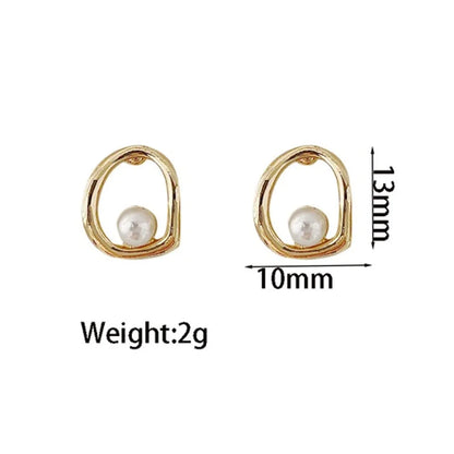 1 Pair Simple Style Classic Style Round Plating Inlay Alloy Pearl Gold Plated Ear Studs