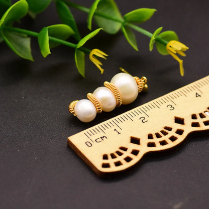 1 Pair Simple Style Classic Style Round Plating Inlay Freshwater Pearl Brass Freshwater Pearl 18k Gold Plated Drop Earrings