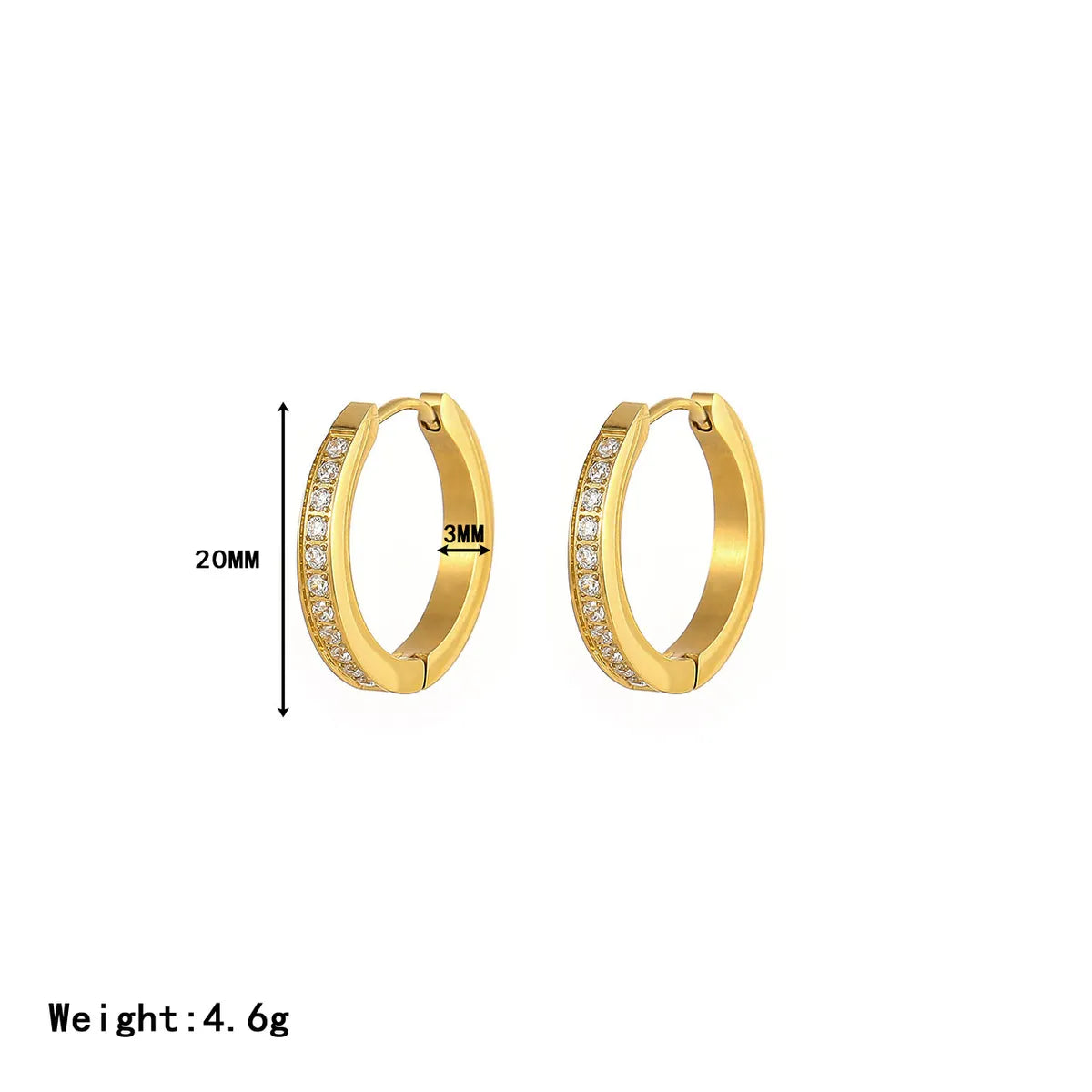 1 Pair Simple Style Classic Style Round Plating Inlay Stainless Steel Zircon White Gold Plated Gold Plated Earrings