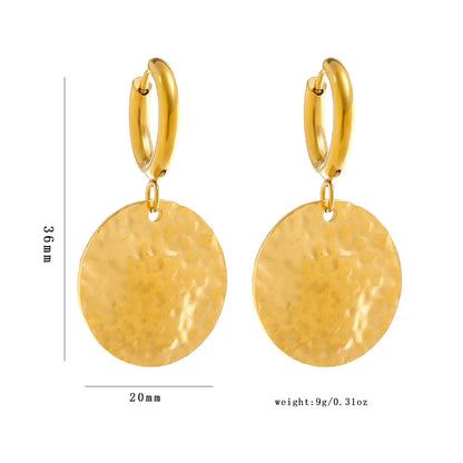 1 Pair Simple Style Classic Style Round Plating 304 Stainless Steel 18K Gold Plated Drop Earrings