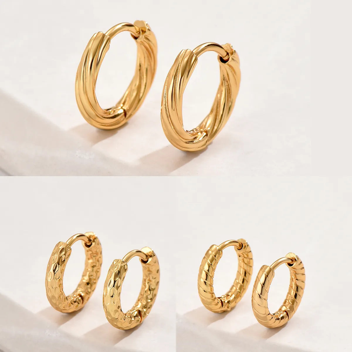 1 Pair Simple Style Classic Style Round Plating Stainless Steel Earrings