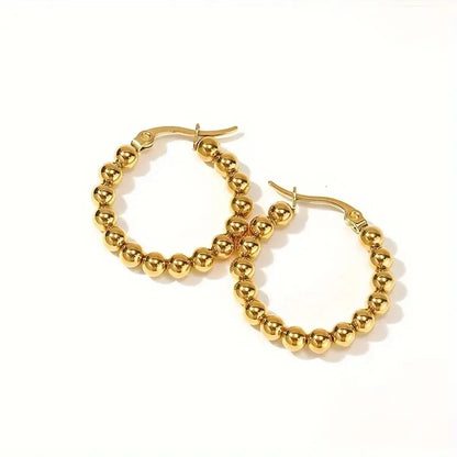 1 Pair Simple Style Classic Style Round Plating Stainless Steel Gold Plated Earrings