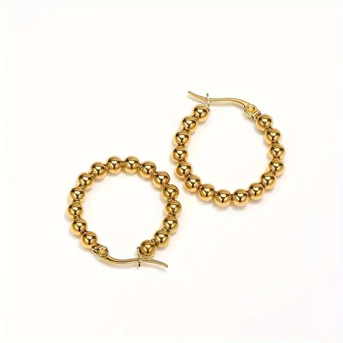 1 Pair Simple Style Classic Style Round Plating Stainless Steel Gold Plated Earrings