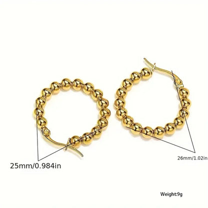 1 Pair Simple Style Classic Style Round Plating Stainless Steel Gold Plated Earrings