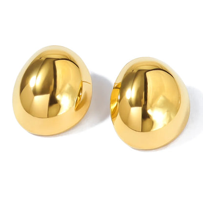 1 Pair Simple Style Classic Style Round Polishing Plating 304 Stainless Steel 18K Gold Plated Ear Studs