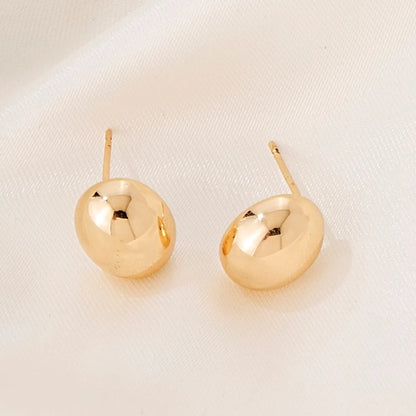 1 Pair Simple Style Classic Style Round Polishing Plating Copper Gold Plated Silver Plated Ear Studs