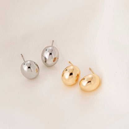 1 Pair Simple Style Classic Style Round Polishing Plating Copper Gold Plated Silver Plated Ear Studs