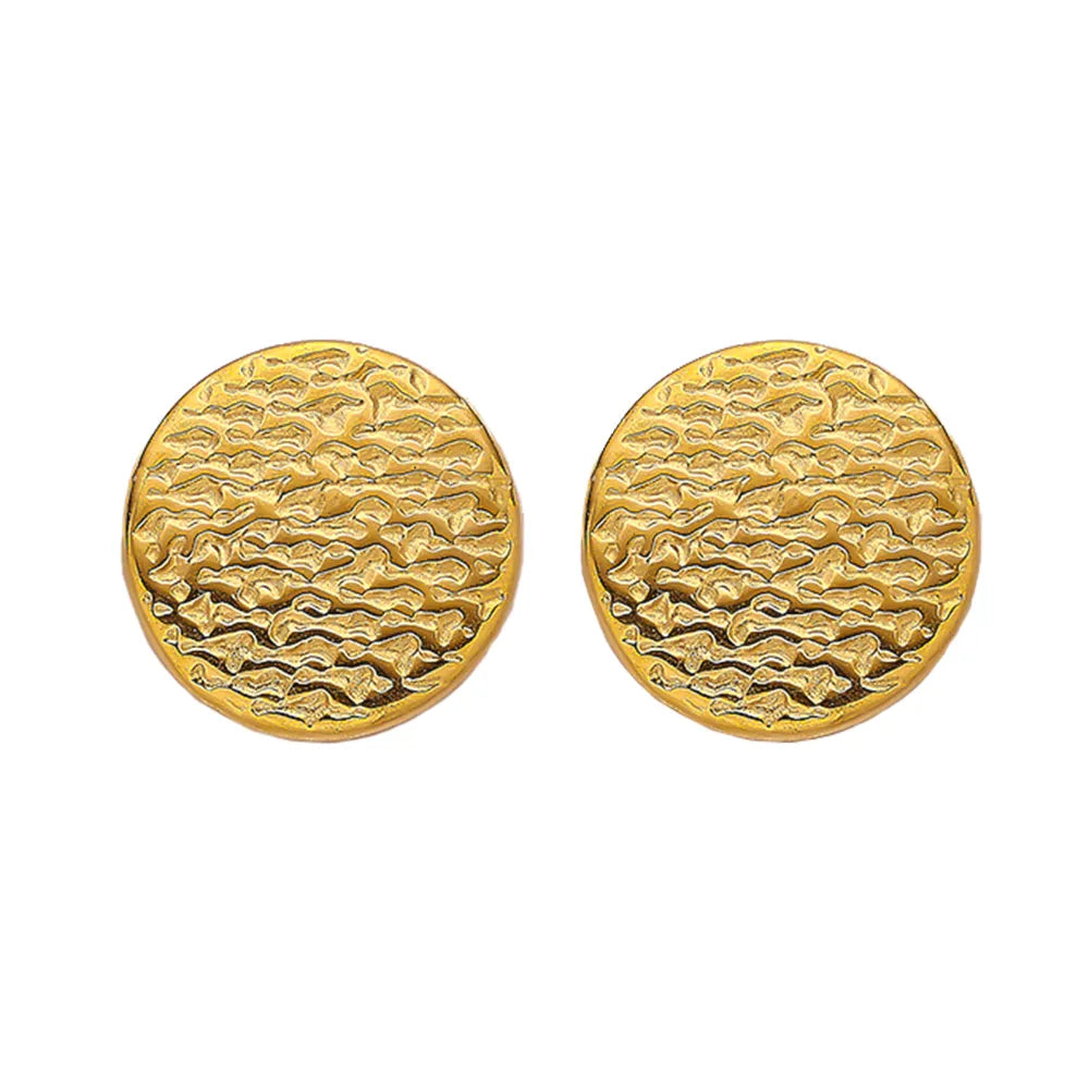 1 Pair Simple Style Classic Style Round Solid Color Plating 304 Stainless Steel Titanium Steel 18K Gold Plated Ear Studs