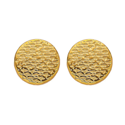 1 Pair Simple Style Classic Style Round Solid Color Plating 304 Stainless Steel Titanium Steel 18K Gold Plated Ear Studs