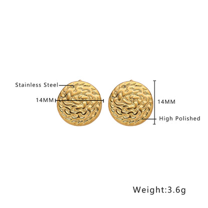 1 Pair Simple Style Classic Style Round Solid Color Plating 304 Stainless Steel Titanium Steel 18K Gold Plated Ear Studs