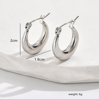 1 Pair Simple Style Classic Style Round Stainless Steel Earrings