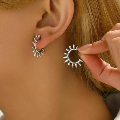 1 Pair Simple Style Classic Style Round Stainless Steel Earrings