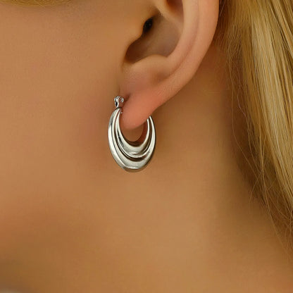 1 Pair Simple Style Classic Style Round Stainless Steel Earrings