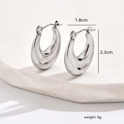 1 Pair Simple Style Classic Style Round Stainless Steel Earrings