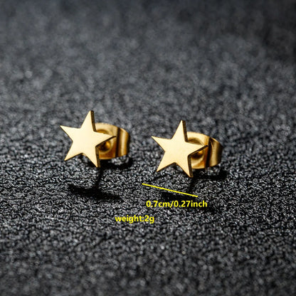 1 Pair Simple Style Classic Style Round Star Moon Hollow Out 304 Stainless Steel 18K Gold Plated Ear Studs