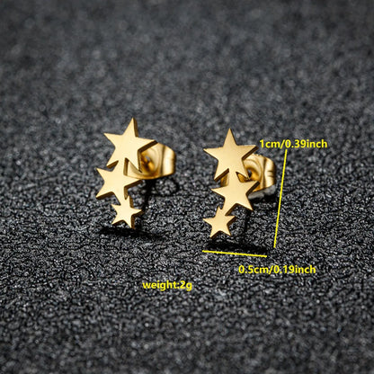 1 Pair Simple Style Classic Style Round Star Moon Hollow Out 304 Stainless Steel 18K Gold Plated Ear Studs