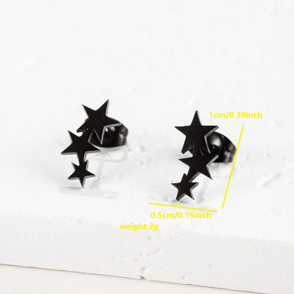 1 Pair Simple Style Classic Style Round Star Moon Hollow Out 304 Stainless Steel 18K Gold Plated Ear Studs