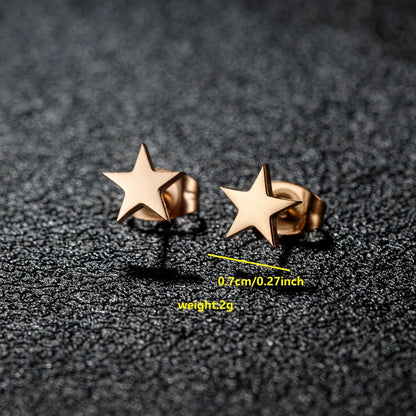 1 Pair Simple Style Classic Style Round Star Moon Hollow Out 304 Stainless Steel 18K Gold Plated Ear Studs