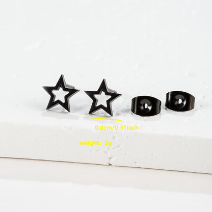 1 Pair Simple Style Classic Style Round Star Moon Hollow Out 304 Stainless Steel 18K Gold Plated Ear Studs