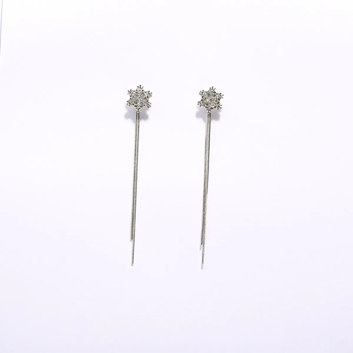 1 Pair Simple Style Classic Style Round Star Snowflake Inlay Alloy Rhinestones Drop Earrings