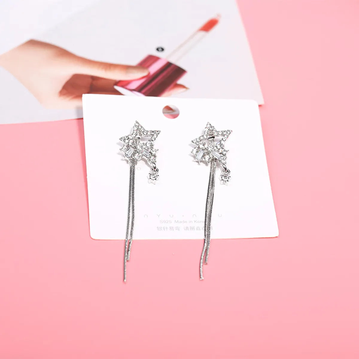 1 Pair Simple Style Classic Style Round Star Snowflake Inlay Alloy Rhinestones Drop Earrings