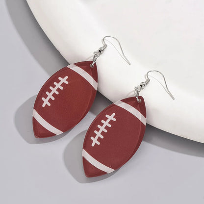 1 Pair Simple Style Classic Style Rugby Printing Arylic Pu Leather Drop Earrings