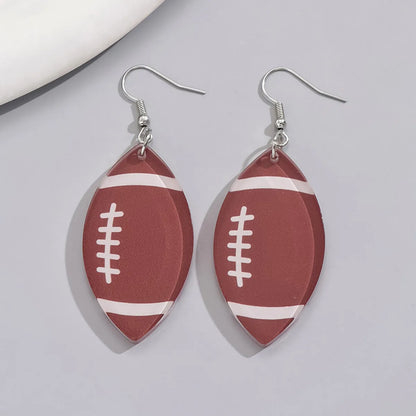 1 Pair Simple Style Classic Style Rugby Printing Arylic Pu Leather Drop Earrings