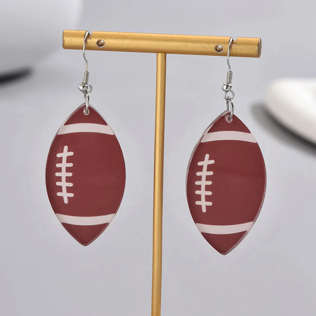 1 Pair Simple Style Classic Style Rugby Printing Arylic Pu Leather Drop Earrings