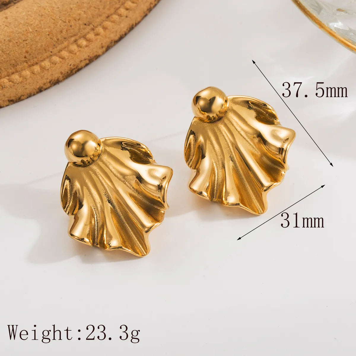 1 Pair Simple Style Classic Style Sector Plating 304 Stainless Steel 18K Gold Plated Ear Studs