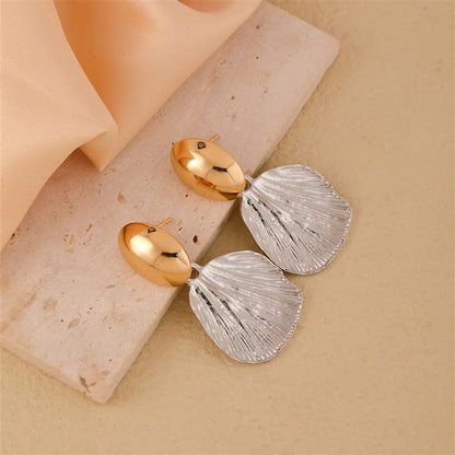 1 Pair Simple Style Classic Style Shell Irregular Plating Stainless Steel Gold Plated Drop Earrings