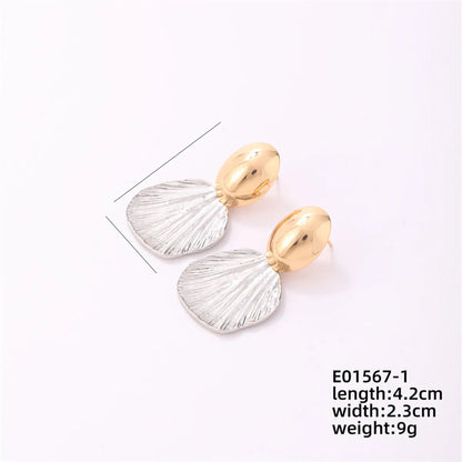 1 Pair Simple Style Classic Style Shell Irregular Plating Stainless Steel Gold Plated Drop Earrings