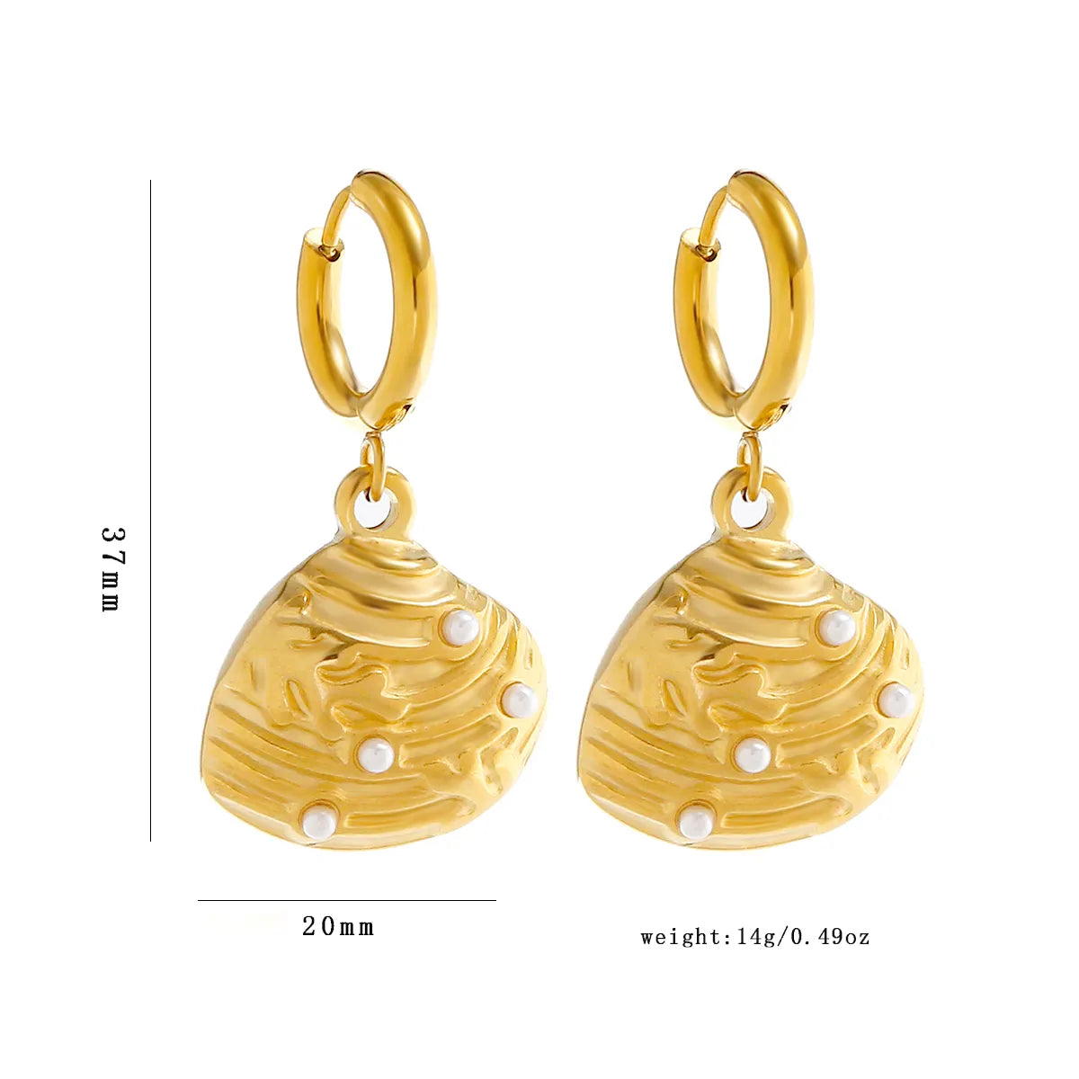 1 Pair Simple Style Classic Style Shell Plating Inlay 304 Stainless Steel Pearl 18K Gold Plated Drop Earrings