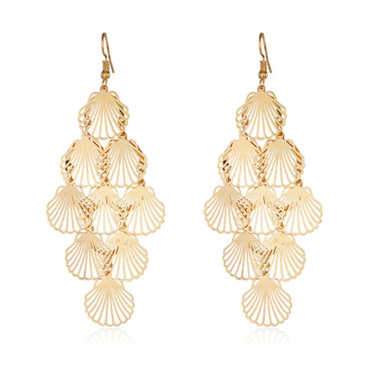 1 Pair Simple Style Classic Style Shell Plating Iron Gold Plated Drop Earrings