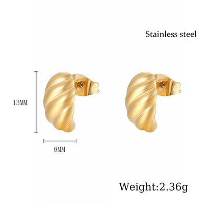 1 Pair Simple Style Classic Style Shell Plating Titanium Steel Gold Plated Ear Studs