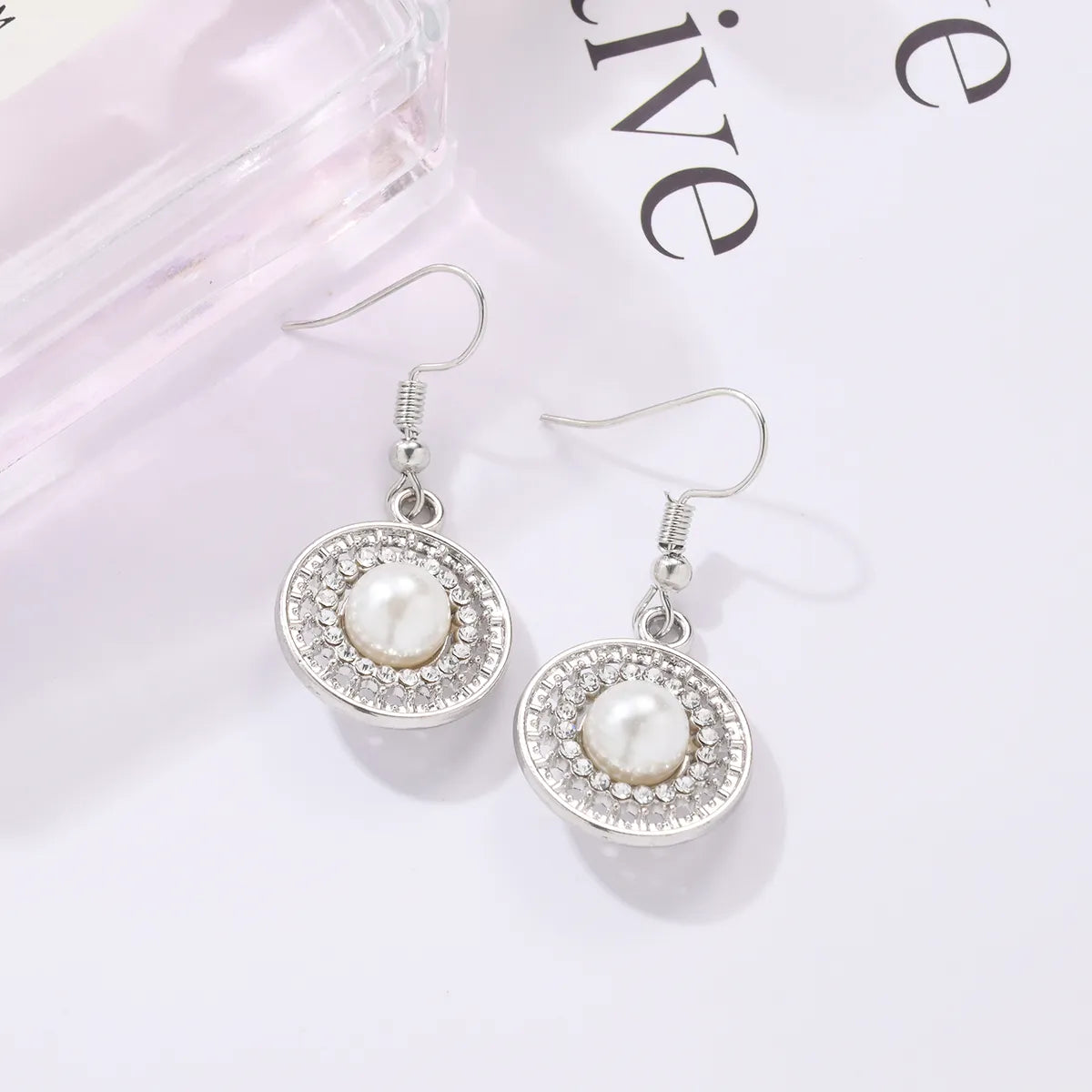 1 Pair Simple Style Classic Style Shiny Letter Inlay Alloy Rhinestones Drop Earrings